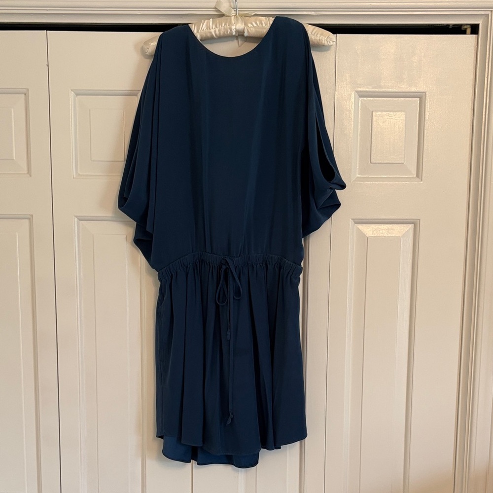 Aritzia Wilfred Navy Blue Drawstring Waist Dress